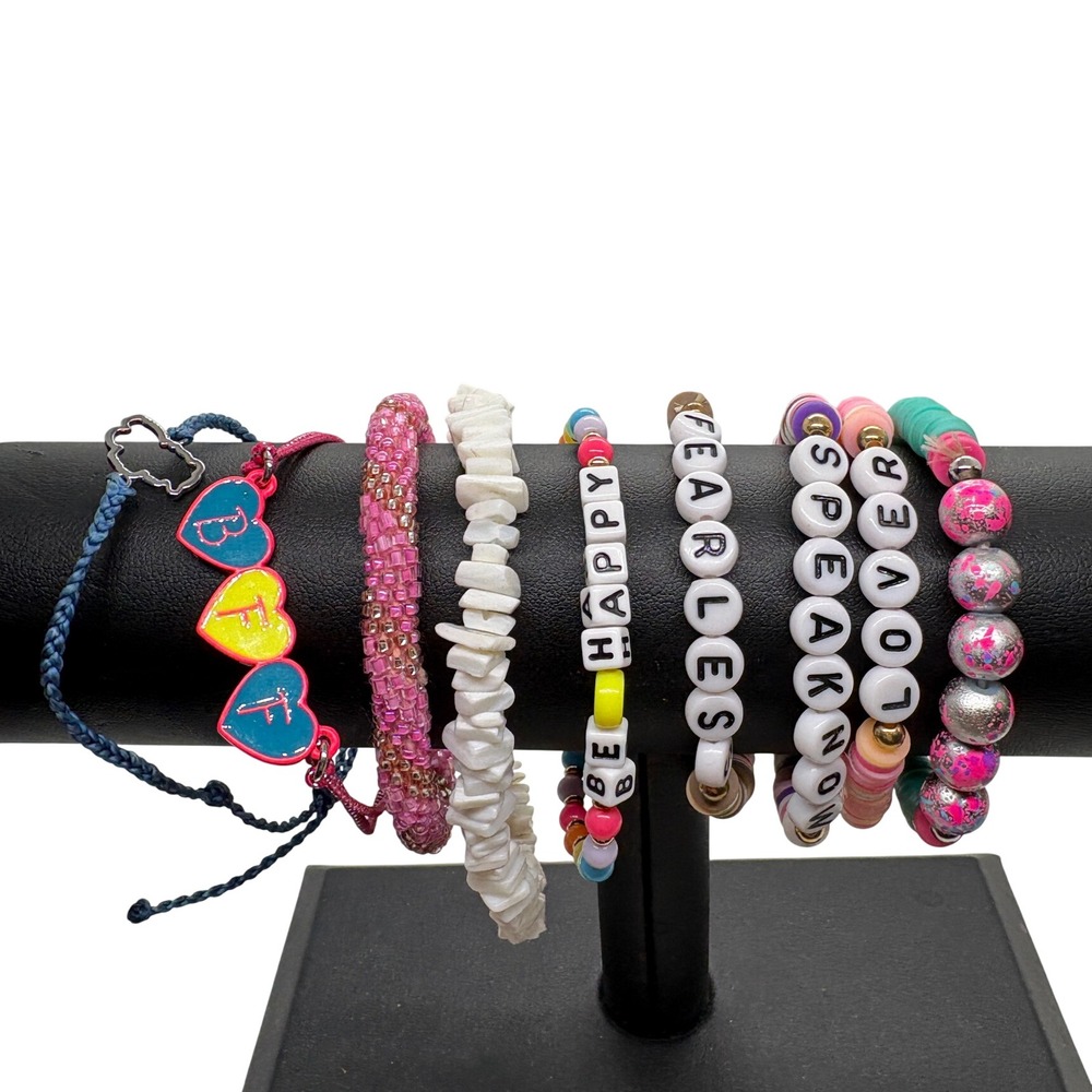 Kids Friendship Bracelet Lot 9pc Fearless Lover‎ Speak Now Be Happy Pura Vida